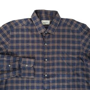 ORDEAN Shirt Mens Large Plaid Long Sleeve Button Up Italy